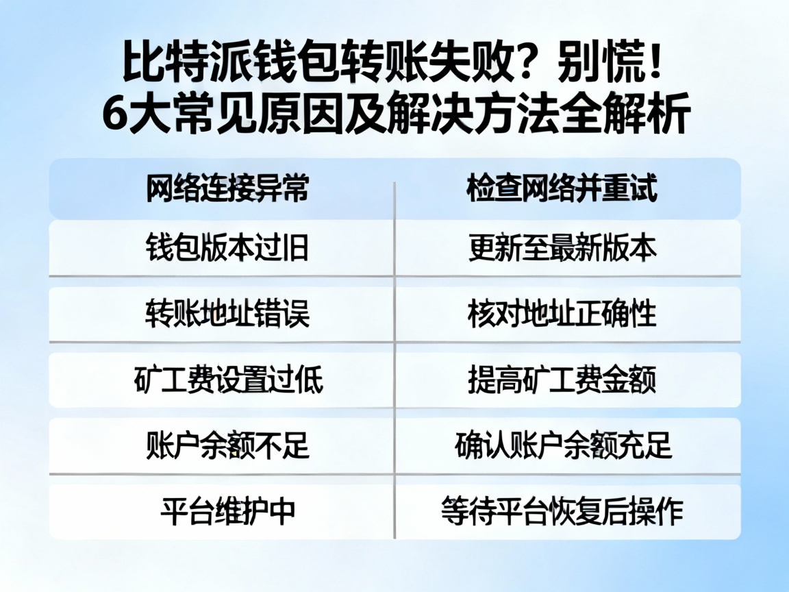比特派钱包转账失败？别慌！6大常见原因及解决方法全解析