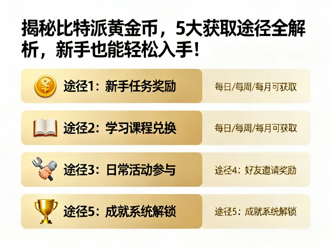 揭秘比特派黄金币，5大获取途径全解析，新手也能轻松入手！